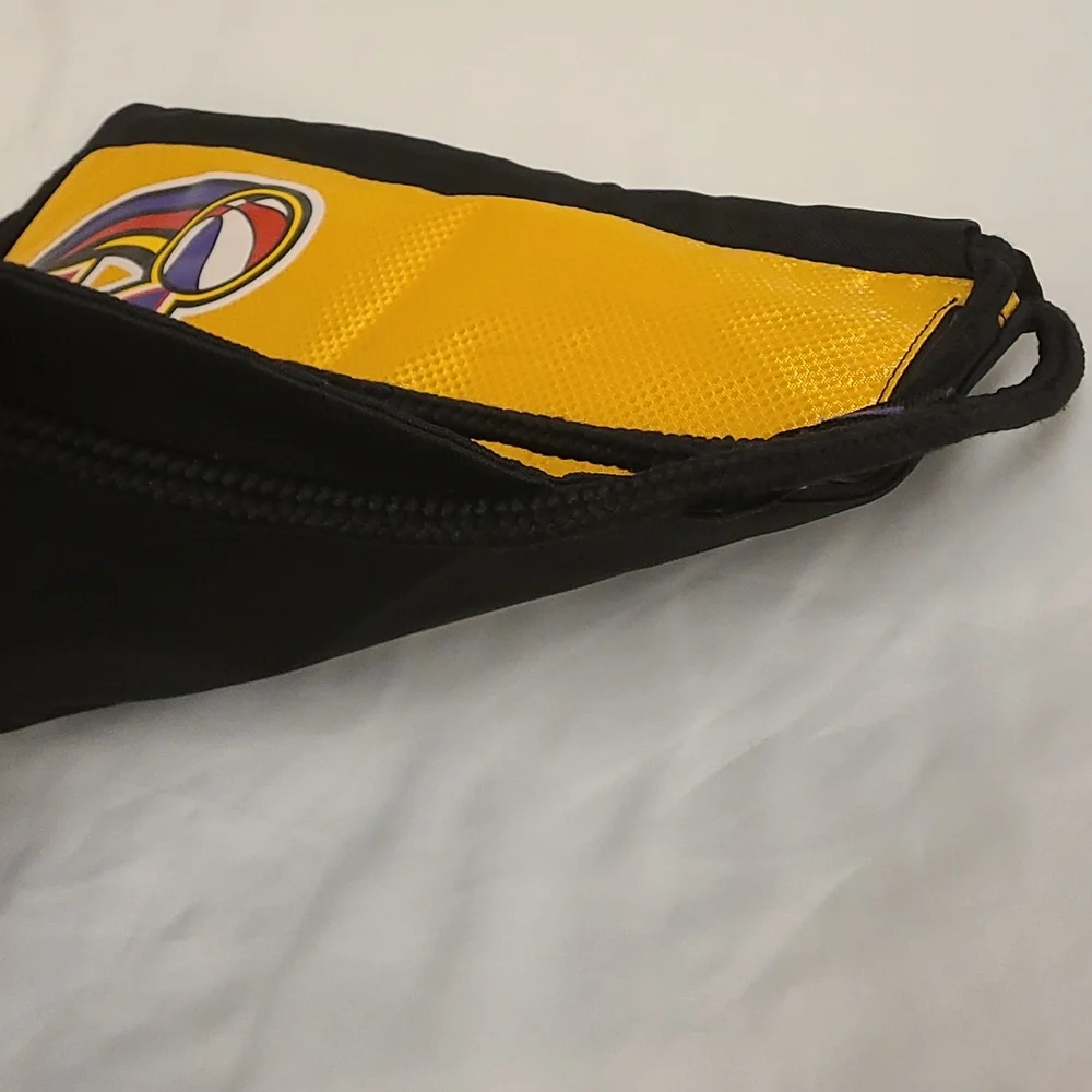 Harlem Wizards Basketball String Bag Travel Bag Bookbag Black Yellow Purple OS